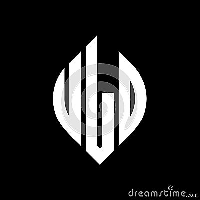 ULO circle letter logo design with circle and ellipse shape. ULO ellipse letters with typographic style. The three initials form a Vector Illustration