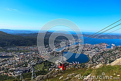 Ulriken Aerial tramway in Bergen Stock Photo