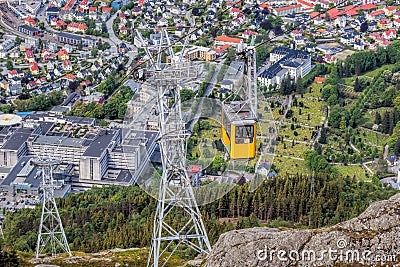 Ulriken cable railway in Bergen, Norway. Gorgeous views from the top of the hill. Stock Photo