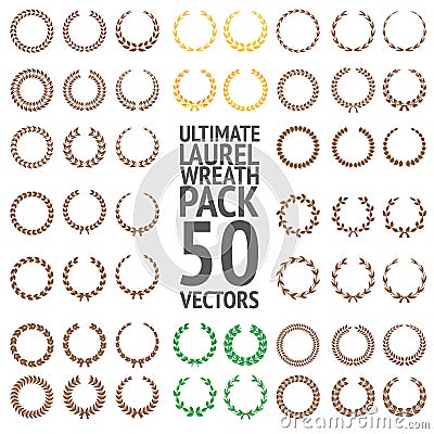 Ultimate Laurel Wreath Pack 50 Vectors Vector Illustration