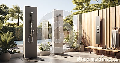 Ultimate outdoor showers, combining style, functionality, and nature Stock Photo
