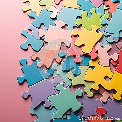 The ultimate puzzle: Sorting through endless jigsaw pieces - Generative AI Cartoon Illustration