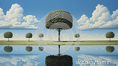 Ultra Hd Realistic Surreal Conservancy Painting By Magritte Stock Photo