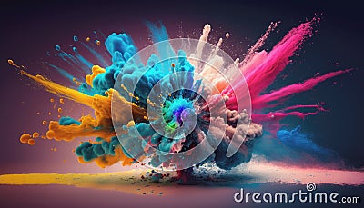 Ultra high speed photography of a color explosion Stock Photo