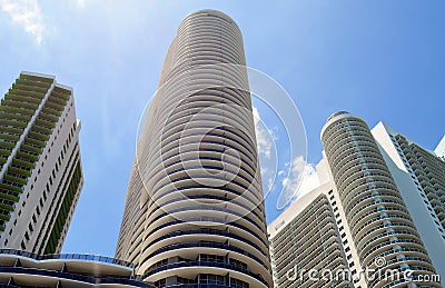 Ultra modern rental apartment towers in downtown Miami,Florida Stock Photo