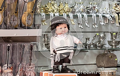 Ultra-orthodox jewish boy doll for sale at an judaica store Stock Photo