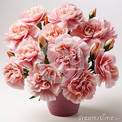 Ultra-realistic 4k Carnation Arrangement: Pink Vase With Pink Carnations Stock Photo