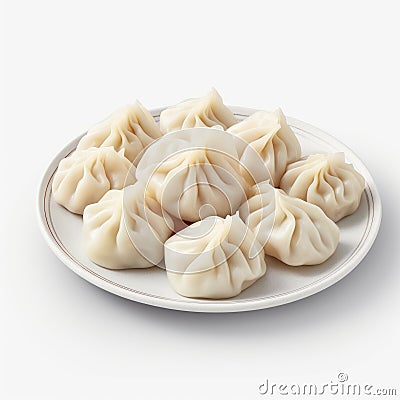 Ultra Realistic 4k Dumplings On White Background - 8k Hd Stock Photo