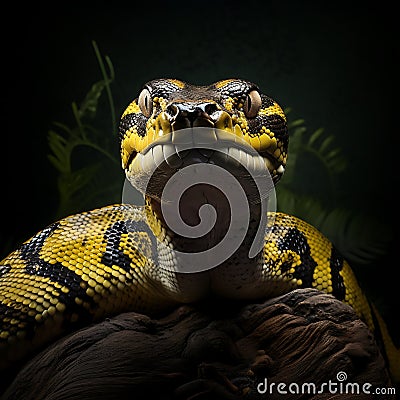 Ultra-Realistic Python on Background with Detailed Scales Texture Stock Photo
