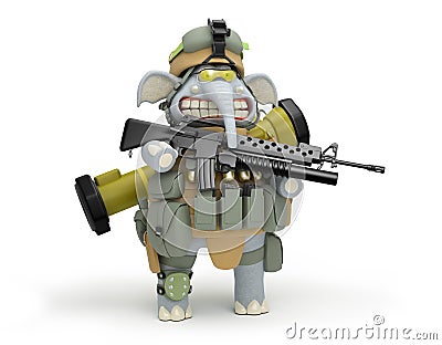 Cartoon elephant infantryman Cartoon Illustration