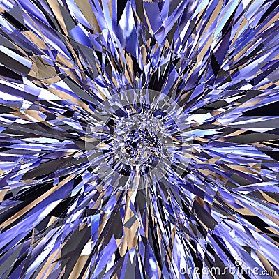 Ultra violet mandala effect splinters of glass explosion Stock Photo