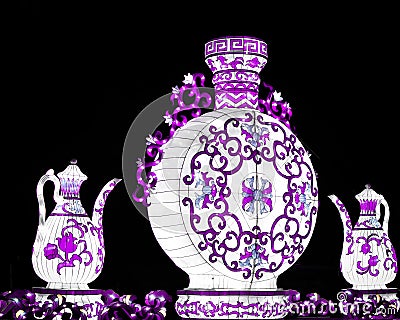 Ultra Violet Tea Pots - China Lights Editorial Stock Photo