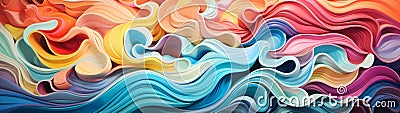 Ultra-wide background of an abstract dimension of swirling maelstrom of psychedelic colors Stock Photo