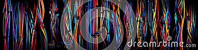 An ultra-wide background of a tapestry of colorful wires Stock Photo