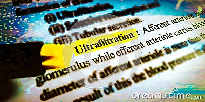 ultrafiltration biological word displayed on highlighted pattern abstract background Stock Photo