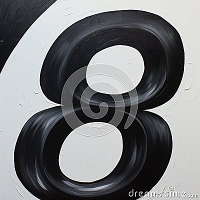Ultrafine Detail Black And White Number Eight Painting - 8k Stock Photo