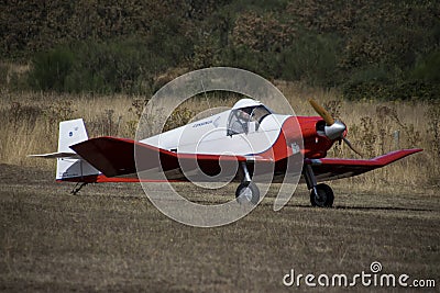 Ultralight plane flying in an airfield Editorial Stock Photo