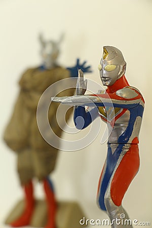 Ultraman using superpower with buddy beside Editorial Stock Photo