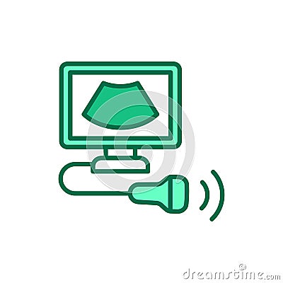 Ultrasonic diagnostic system color line icon. Isolated vector element. Vector Illustration