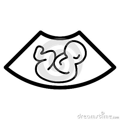 Ultrasonography vector icon. Black and white screening baby illustration. Solid linear icon. Vector Illustration