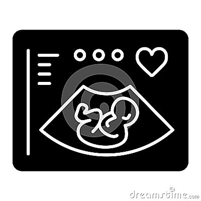 Ultrasonography vector icon. Black and white screening baby illustration. Solid linear icon. Vector Illustration