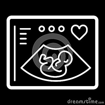 Ultrasonography vector icon. Black and white screening baby illustration. Solid linear icon. Vector Illustration