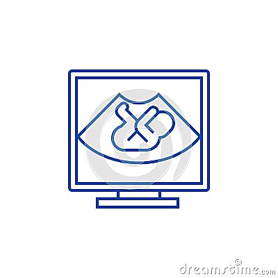 Ultrasound baby line icon concept. Ultrasound baby flat vector symbol, sign, outline illustration. Vector Illustration