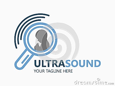 Ultrasound diagnostics logo. Medical research, gynecology clinic, polyclinics, obstetrics and hospitals, vector design and illustr Vector Illustration