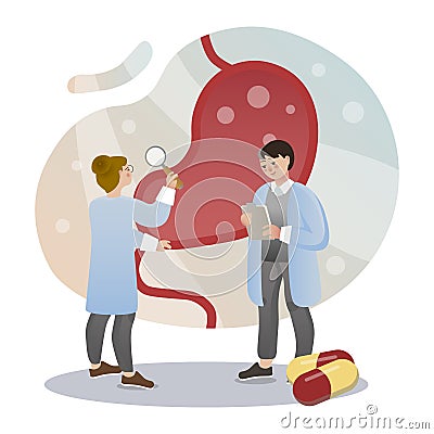 Ultrasound of Internal Organs illustration. Pills, doctor, woman, stomach. Editable vector graphic design. Vector Illustration