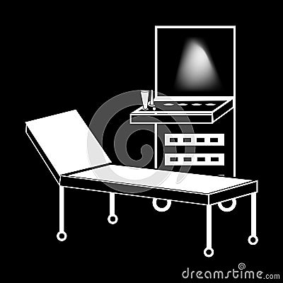 Ultrasound machine medical technology silhouette Vector Illustration