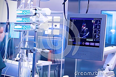 Ultrasound machine in a modern operating laboratory Stock Photo