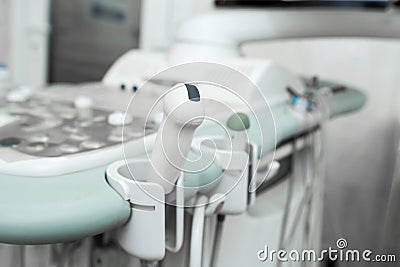 Ultrasound scanner and buttons closeup. Ultrasound sensors Stock Photo