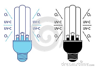 Ultraviolet bactericidal lamp with double sterilized by ultraviolet and ozone. Ultraviolet light sterilization of air and surfaces Stock Photo