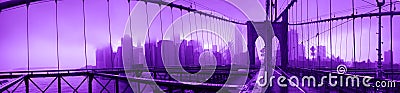 Ultraviolet Brooklyn Bridge Editorial Stock Photo