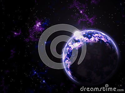 Ultraviolet Galaxy Planet and Sun Stock Photo