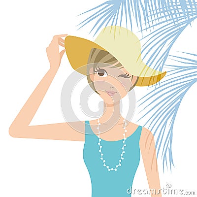 Ultraviolet rays measures woman hat Vector Illustration