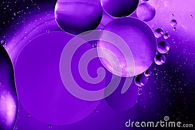 Ultraviolet space or planets universe cosmic abstract background. Abstract molecule atom sctructure. Water bubbles. Macro shot of Stock Photo