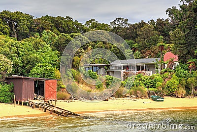 Site of the old post office on Ulva Island, New Zealand Editorial Stock Photo