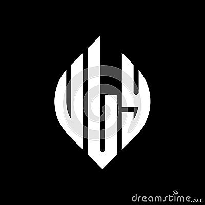 ULY circle letter logo design with circle and ellipse shape. ULY ellipse letters with typographic style. The three initials form a Vector Illustration