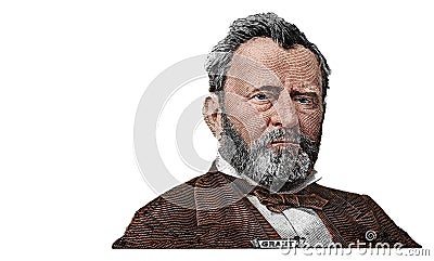 Ulysses S. Grant cut on new 50 dollars banknote Stock Photo