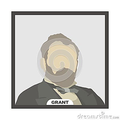 Ulysses S. Grant, President of the United States of America. Stylized vector portrait on white background Vector Illustration