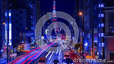 Um Tempo Noturno Da Rua Urbana Perto Da Torre De Tokyo Na Inclinacao De Tokyo Filme Video De Neon Turismo Um Tempo Noturno Da Rua Urbana Perto Da Torre De Tokyo Na Inclinacao De Tokyo Filme Video De Neon Turismo