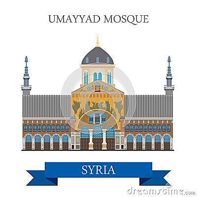 Umayyad Mosque in Damascus Syria vector flat attraction travel Vector Illustration