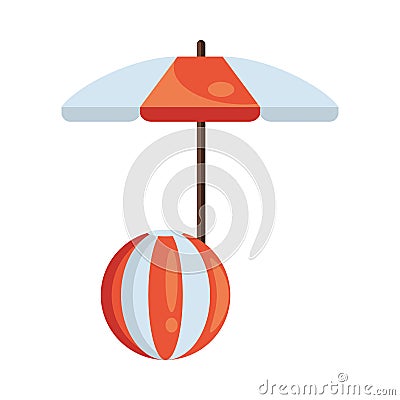 Umbrella beach accessory with plastic balloon Vector Illustration