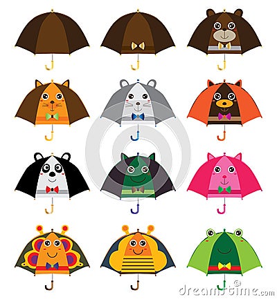 Umbrella cartoon ears set Vector Illustration