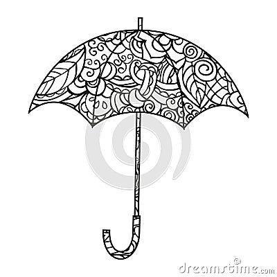 Umbrella. Coloring page. Isolated black and white vector illustration on white background. Vector Illustration