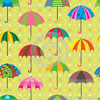 Umbrella design set seamless pattern Vector Illustration