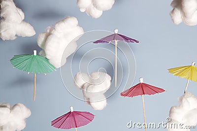 Umbrella flying in the sky Stock Photo