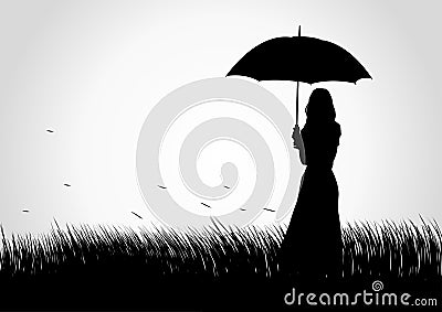 Umbrella Girl Vector Illustration