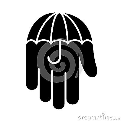 Umbrella hand palm down logo. Simple style. Cartoon Illustration